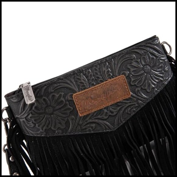 Faux Leather Crossbody Wristlet Bag Western Fringe Purse Adjustable Strap - Picture 4 of 7